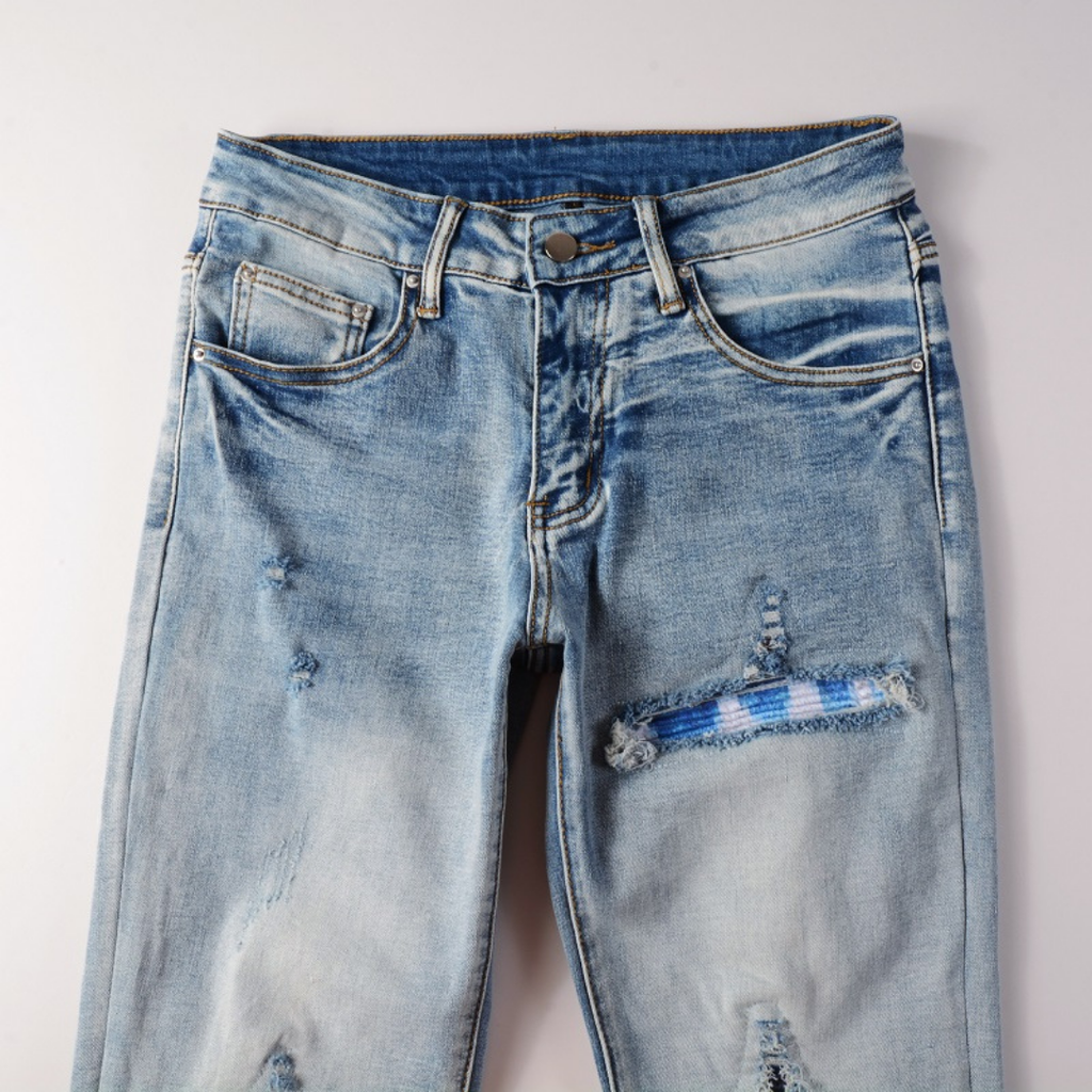 Amr Blue Patch Logo Jeans
