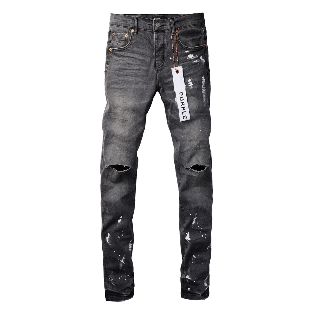 Purple Paint Ripped Jeans