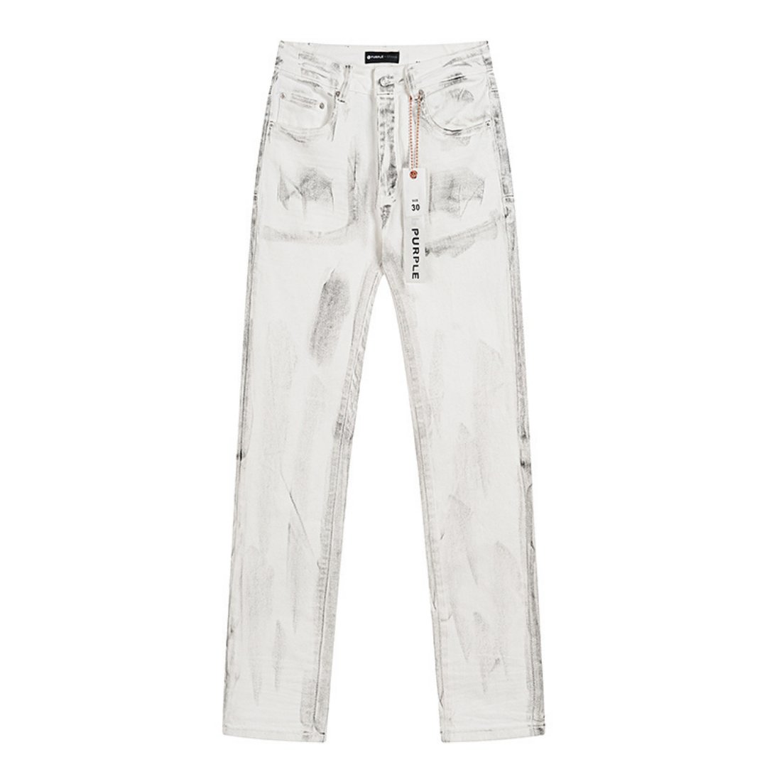 Purple White Distressed Jeans