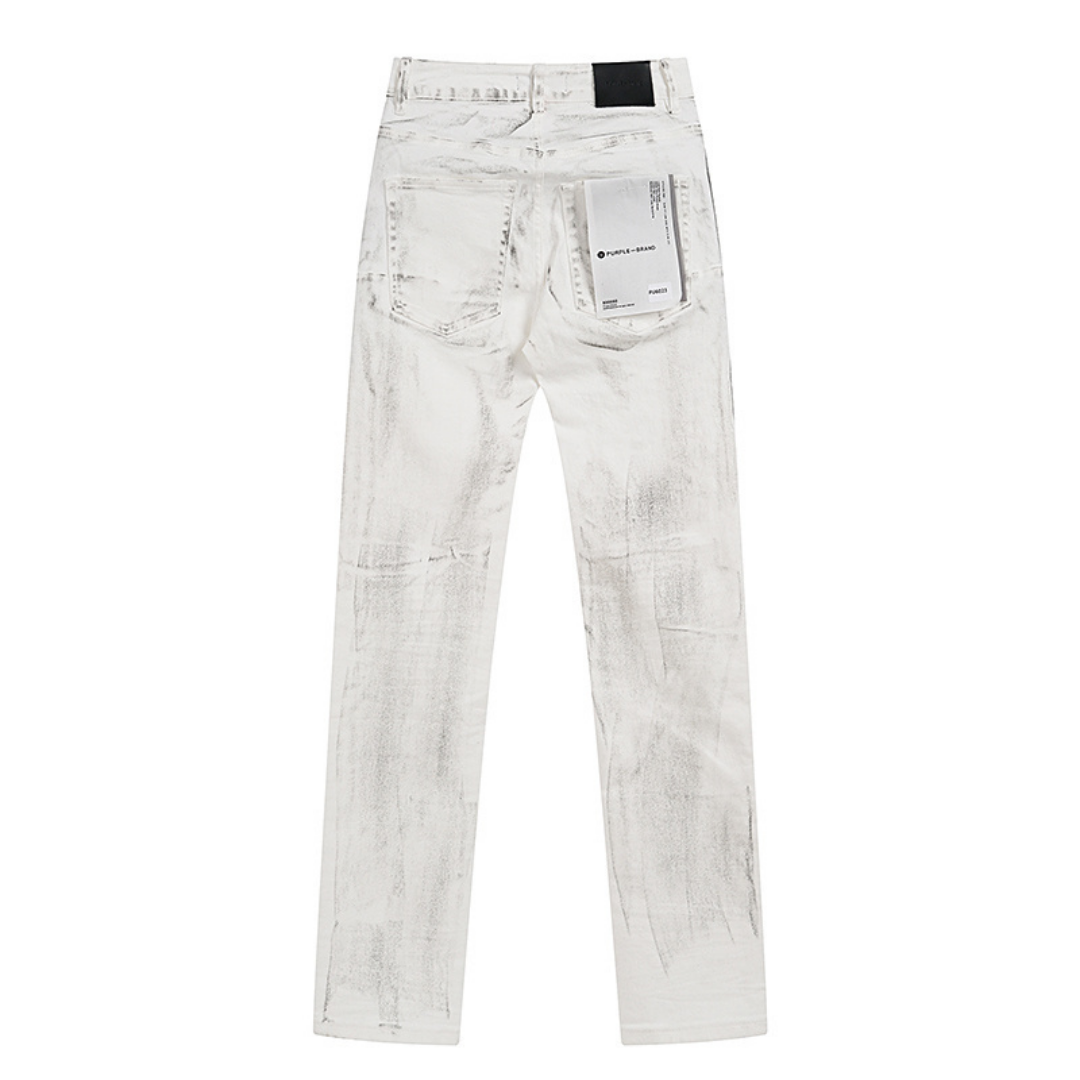 Purple White Distressed Jeans