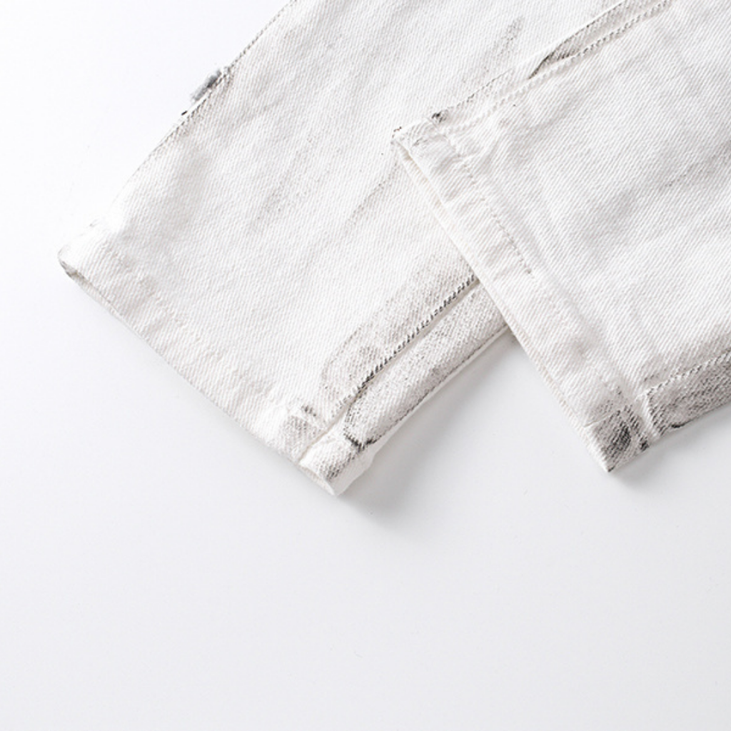 Purple White Distressed Jeans