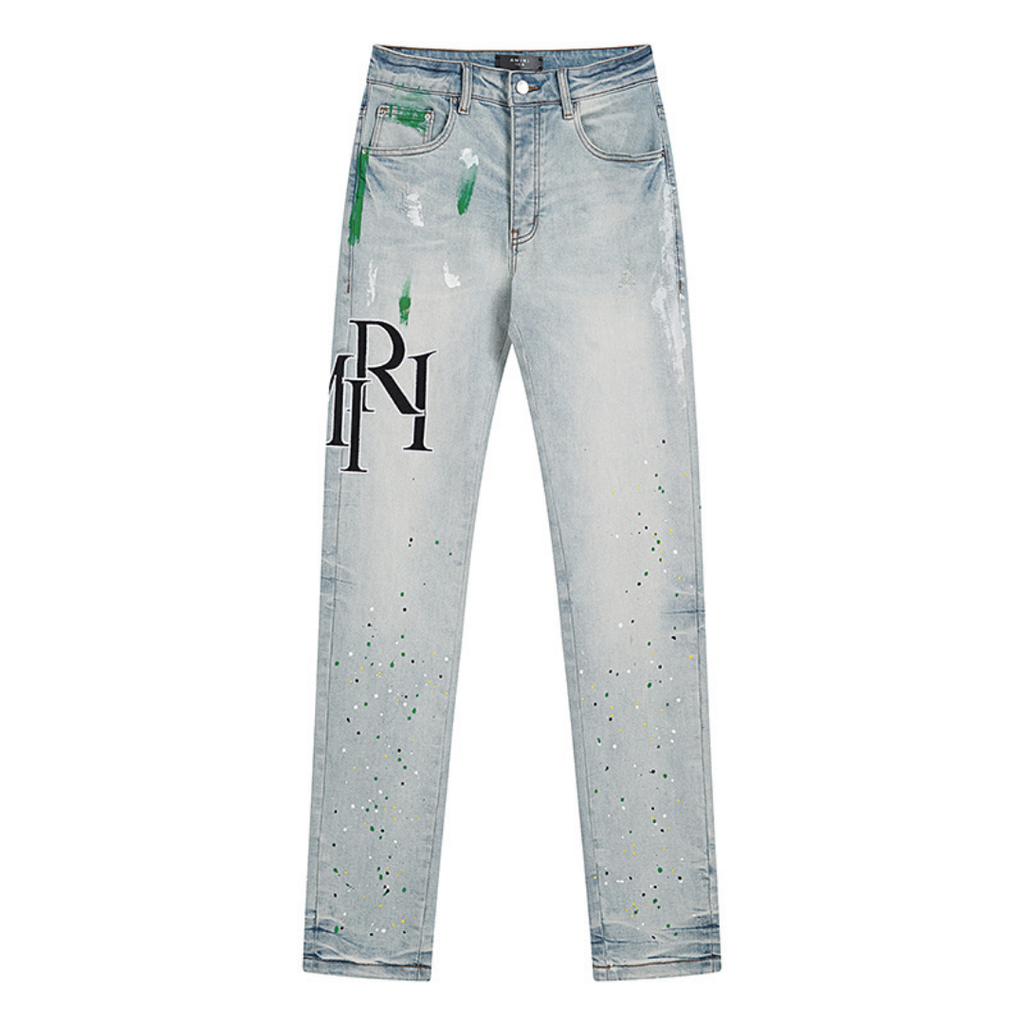 Amr Staggered Blue Jeans