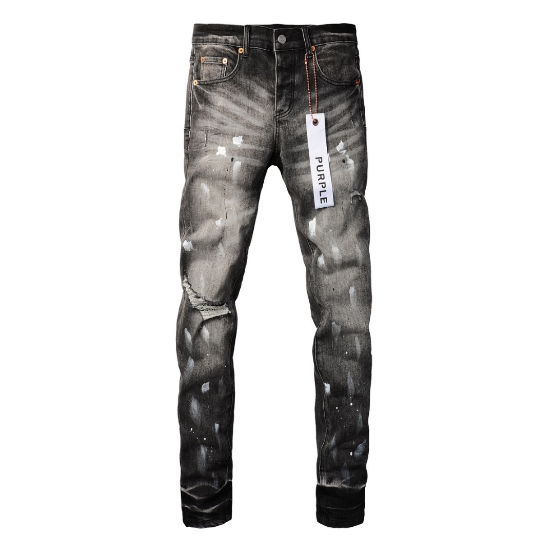 Purple Paint Ripped Jeans