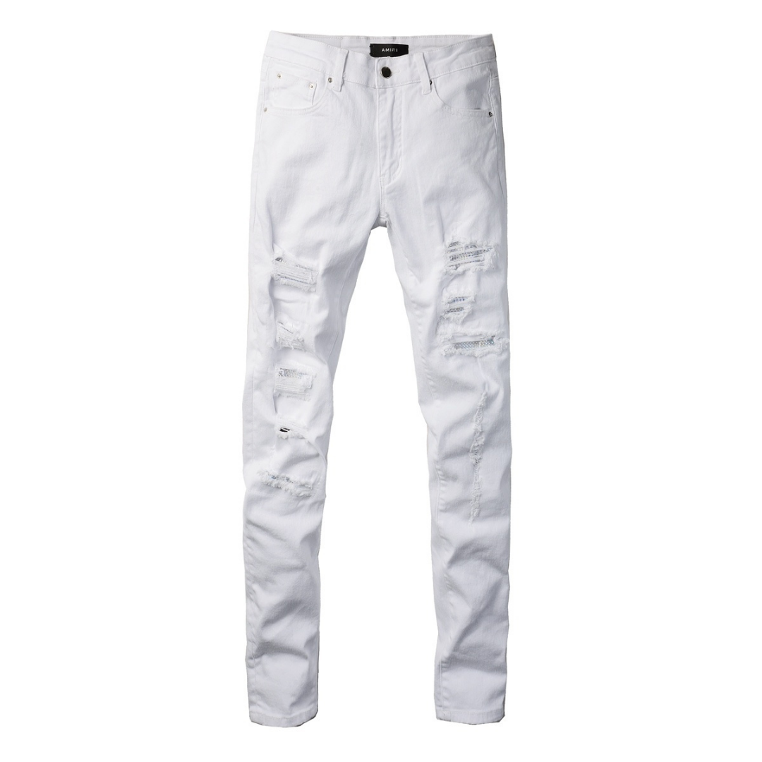 Amr White Ripped Jeans