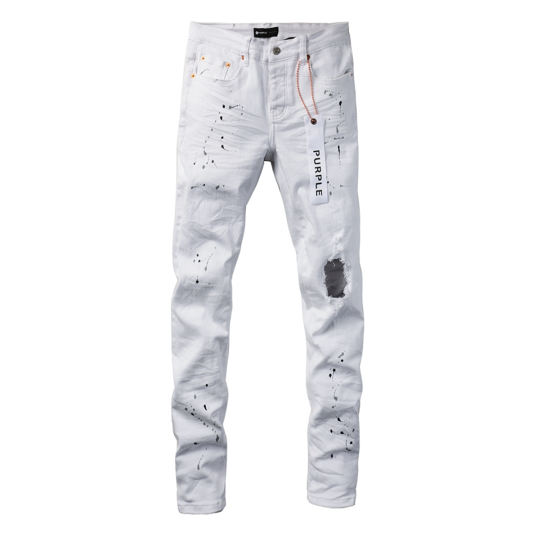 Purple White Paint Jeans