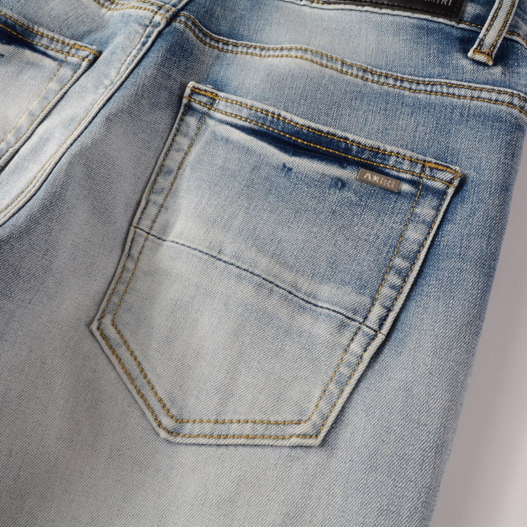 Amr Logo Distressed Jeans